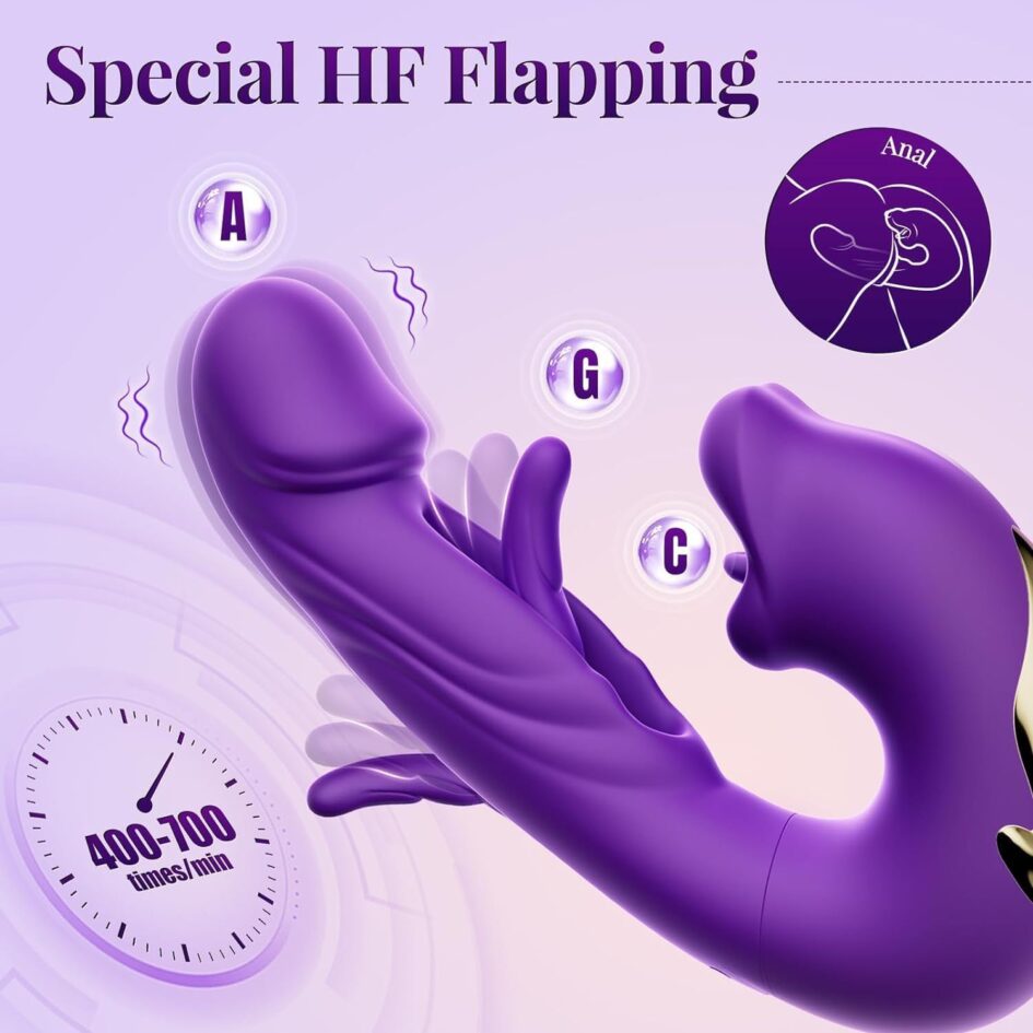 Purple Tongue Licking Vibrator with Flapping, Vibration & Sucking Modes