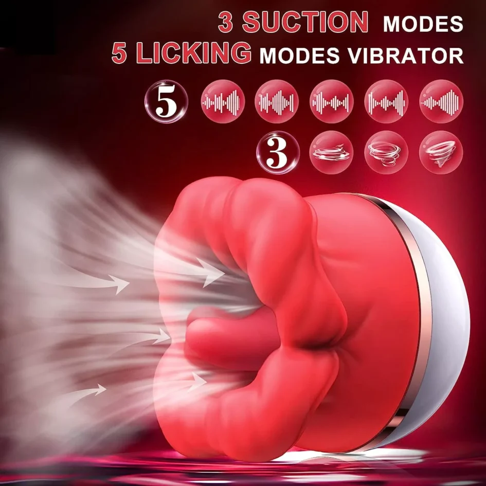 Red Tongue Licking & Suction Vibrator XB-E815