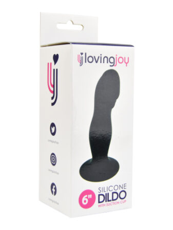 n10438 loving joy 6 inch silicone dildo with suction cup blk pkg 1