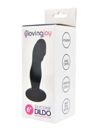 n10438 loving joy 6 inch silicone dildo with suction cup blk pkg 2
