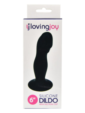 n10438 loving joy 6 inch silicone dildo with suction cup blk pkg