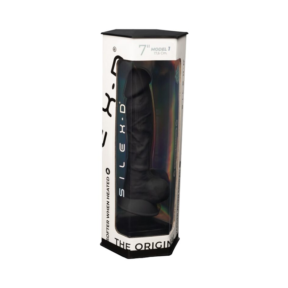 n11118 silexd 7inch realistic silicone dual density dildo wsuctioncup balls black 6