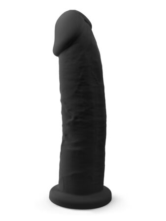 n11121 9 inch realistic girthy silicone dual density dildo with suction cup black 1