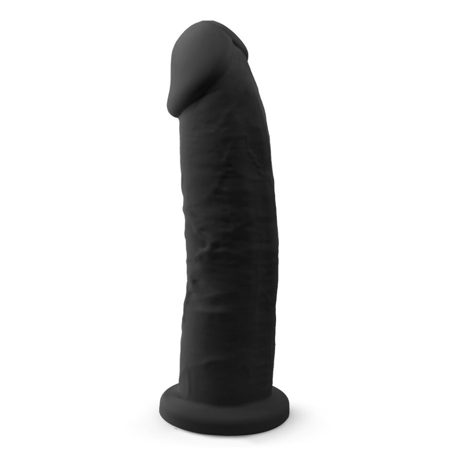 n11121 9 inch realistic girthy silicone dual density dildo with suction cup black 1