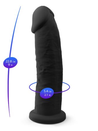 n11121 9 inch realistic girthy silicone dual density dildo with suction cup black 5