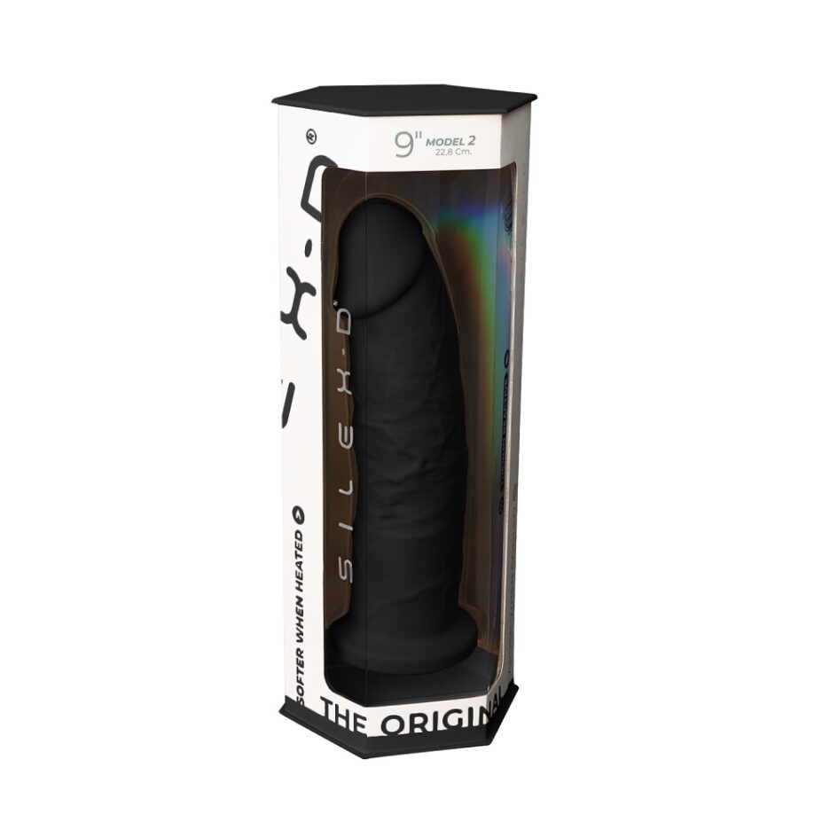 n11121 9 inch realistic girthy silicone dual density dildo with suction cup black 6