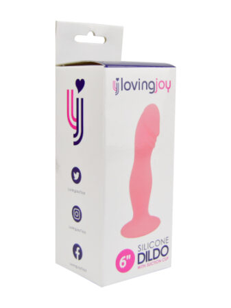 n11537 loving joy 6 inch silicone dildo with suction cup pink pkg 2