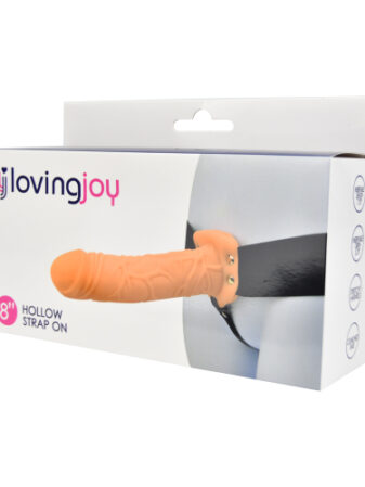 n11680 loving joy 7 inch hollow strap on vanilla pkg 1