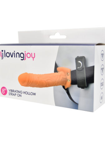 n11682 loving joy 7 inch vibrating hollow strap on vanilla pkg 1