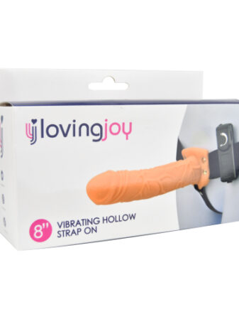 n11682 loving joy 7 inch vibrating hollow strap on vanilla pkg