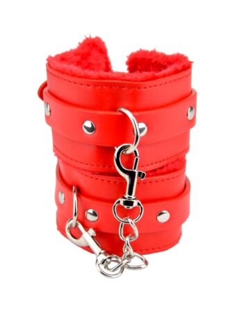 n11933 bound to please furry plush wrist cuffs red 1