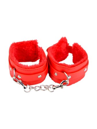 n11933 bound to please furry plush wrist cuffs red 2