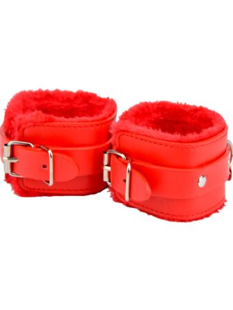 n11933 bound to please furry plush wrist cuffs red 3