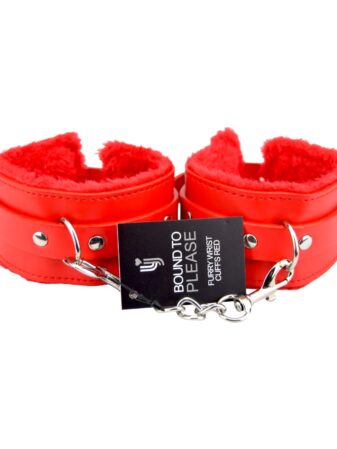 n11933 bound to please furry plush wrist cuffs red