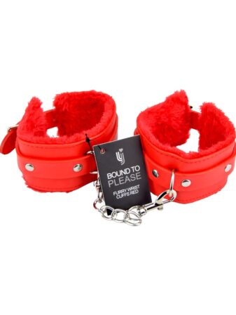 n11933 bound to please furry plush wrist cuffs red 4