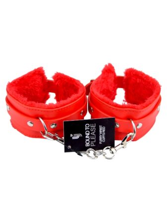 n11933 bound to please furry plush wrist cuffs red 5