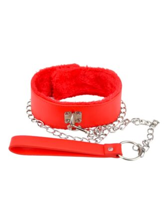 n11935 bound to please furry collar with leash red 3