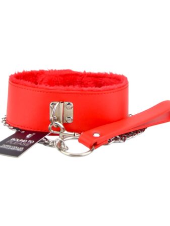n11935 bound to please furry collar with leash red