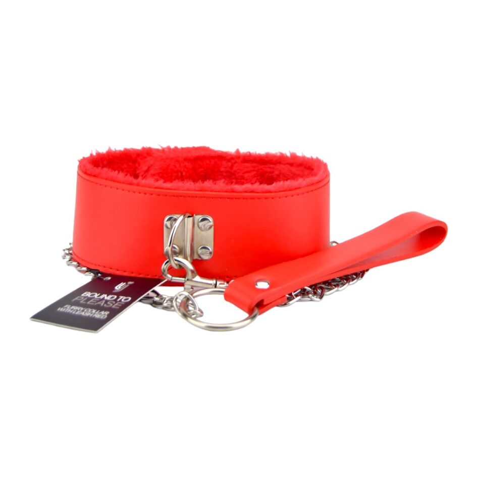 n11935 bound to please furry collar with leash red