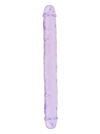 n11950 loving joy 12 inch double dildo purple lying down