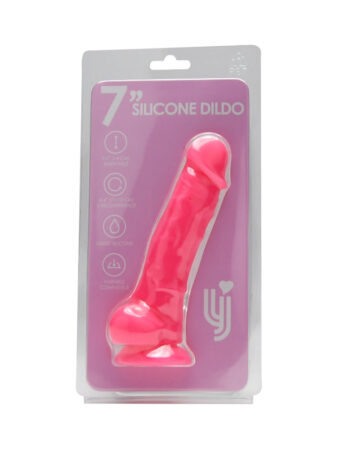 n12027 loving joy 7 inch realistic silicone dildo with suction cup and balls pink new pkg