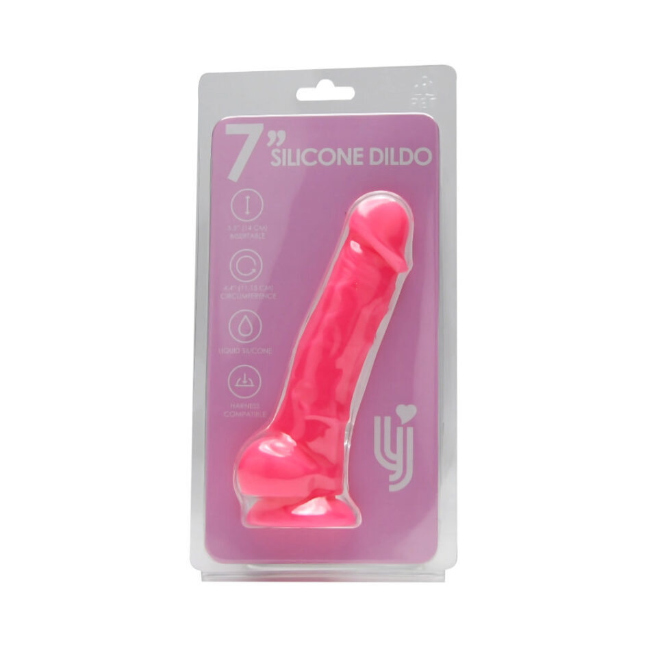 n12027 loving joy 7 inch realistic silicone dildo with suction cup and balls pink new pkg