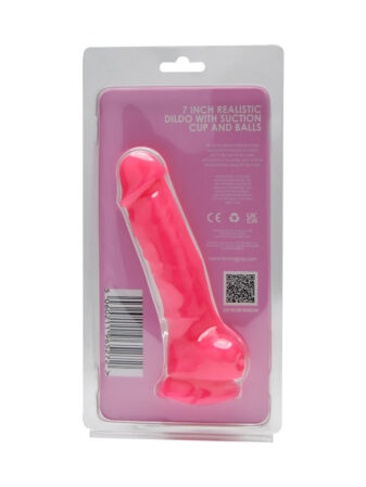 n12027 loving joy 7 inch realistic silicone dildo with suction cup and balls pink new pkg bk
