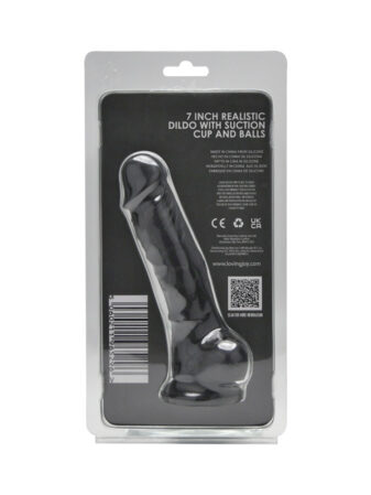 n12029 loving joy 7 inch realistic silicone dildo with suction cup and balls black new pkg bk