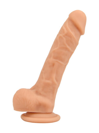 n12030 loving joy 8 inch realistic silicone dildo with suction cup and balls vanilla