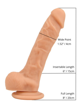 n12030 loving joy 8 inch realistic silicone dildo with suction cup and balls vanilla size