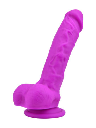 n12032 loving joy 8 inch realistic silicone dildo with suction cup and balls purple 1