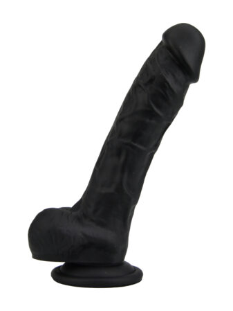 n12033 loving joy 8 inch realistic dildo with suction cup and balls black