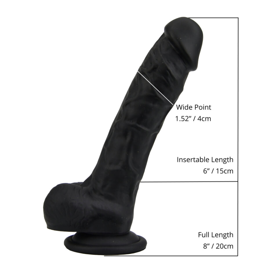 n12033 loving joy 8 inch realistic dildo with suction cup and balls black size 1
