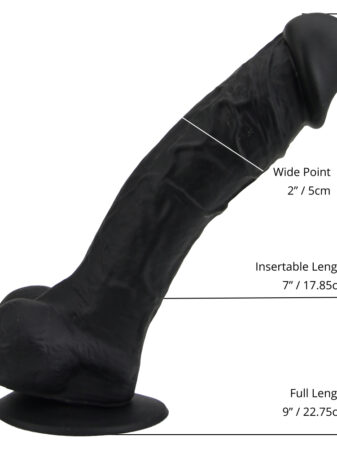 n12035 loving joy 9 inch realistic silicone dildo with suction cup and balls black size