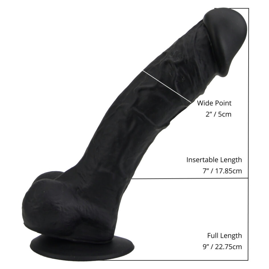 n12035 loving joy 9 inch realistic silicone dildo with suction cup and balls black size