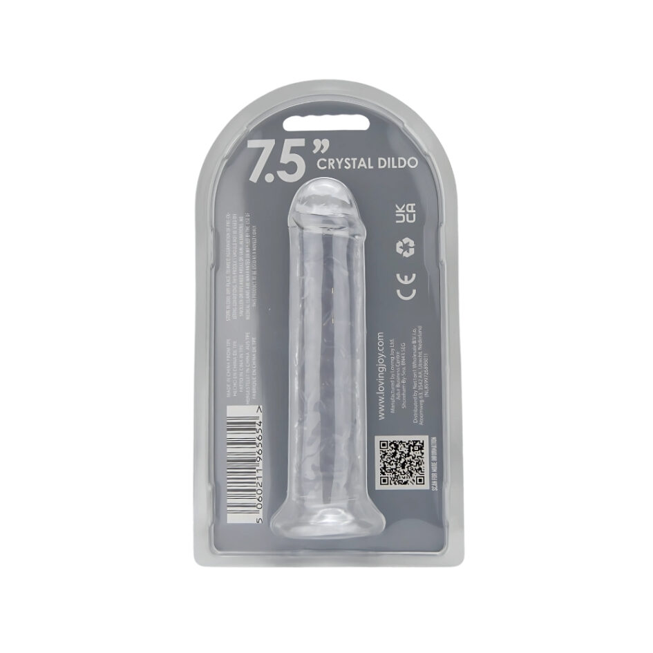 n12183 loving joy 7 5 inch suction cup dildo clear pkg bk hr