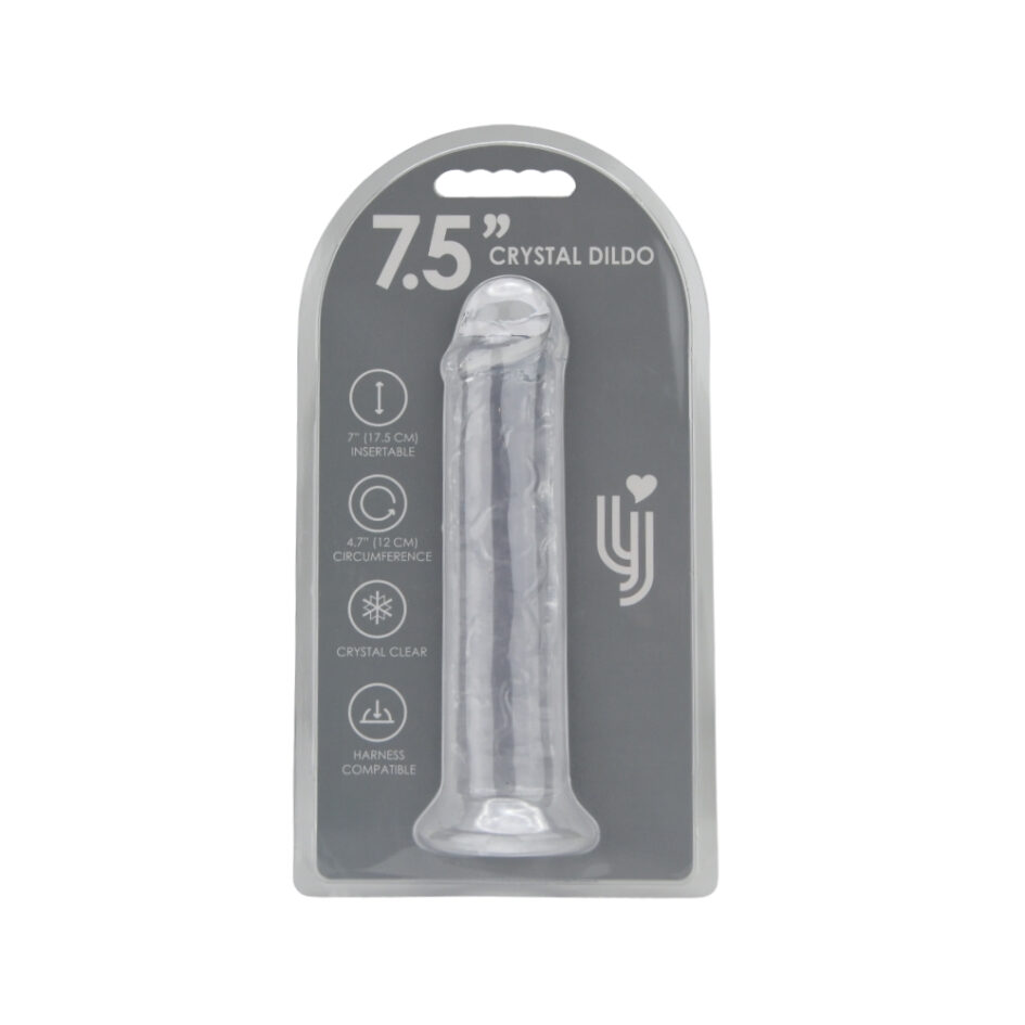 n12183 loving joy 7 5 inch suction cup dildo clear pkg hr