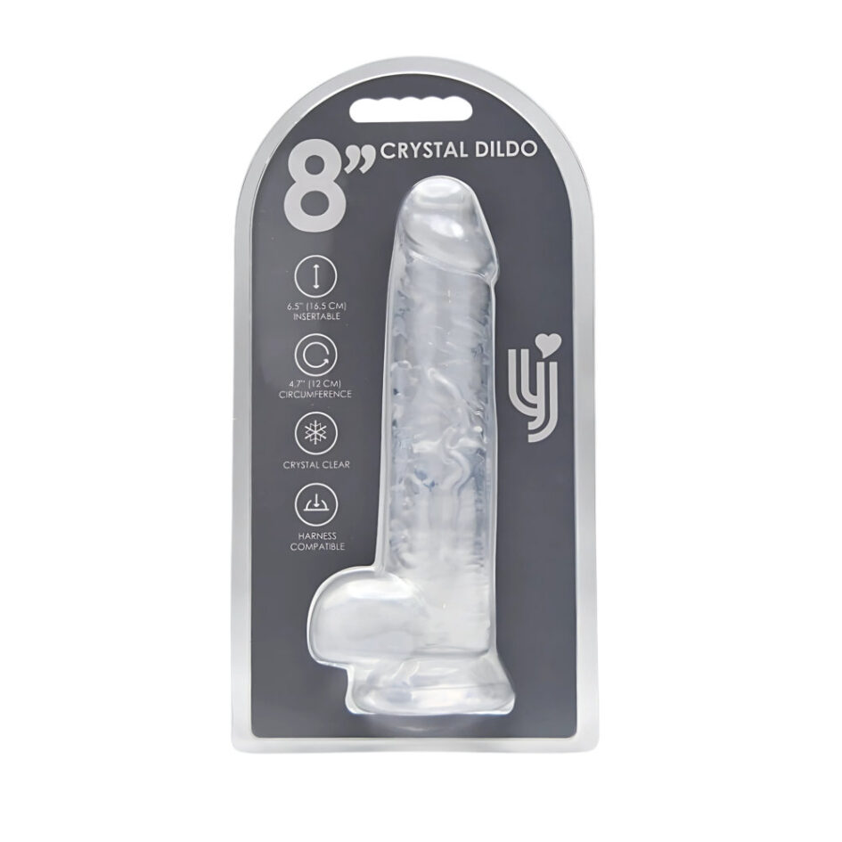 n12187 loving joy 8 inch dildo with balls clear new pkg