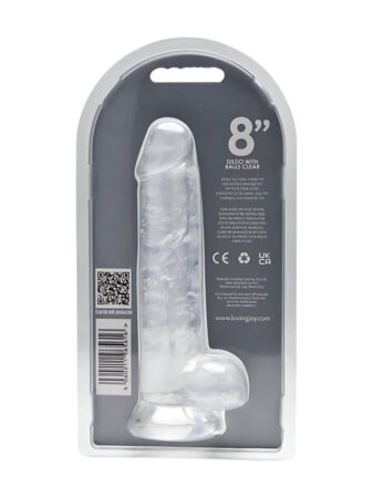 n12187 loving joy 8 inch dildo with balls clear new pkg bk