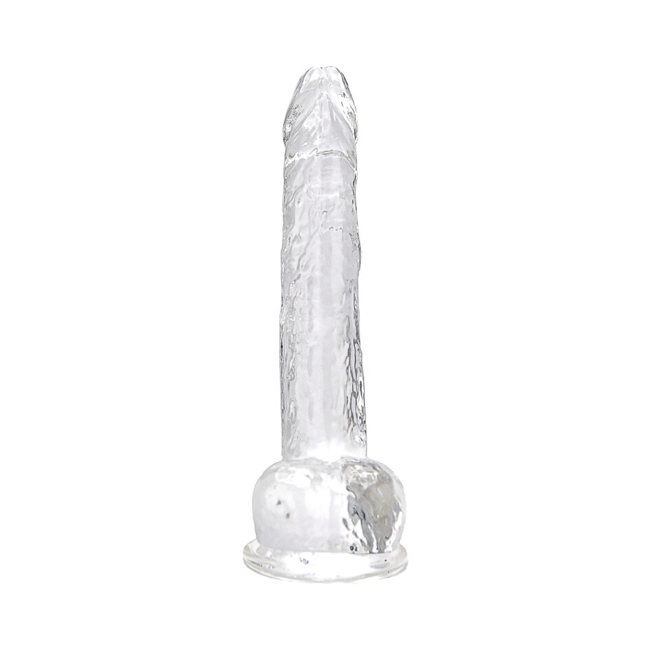 n12189 loving joy 11 inch dildo with balls clear