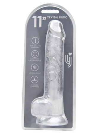 n12189 loving joy 11 inch dildo with balls clear new pkg