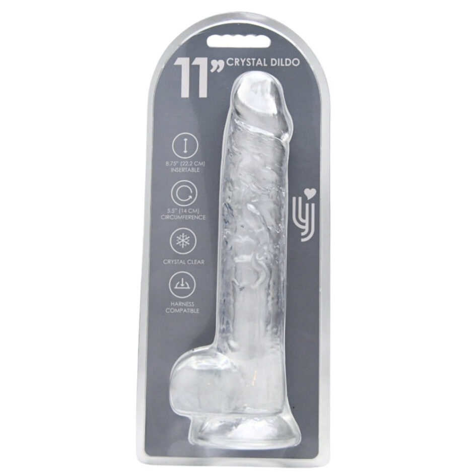 n12189 loving joy 11 inch dildo with balls clear new pkg