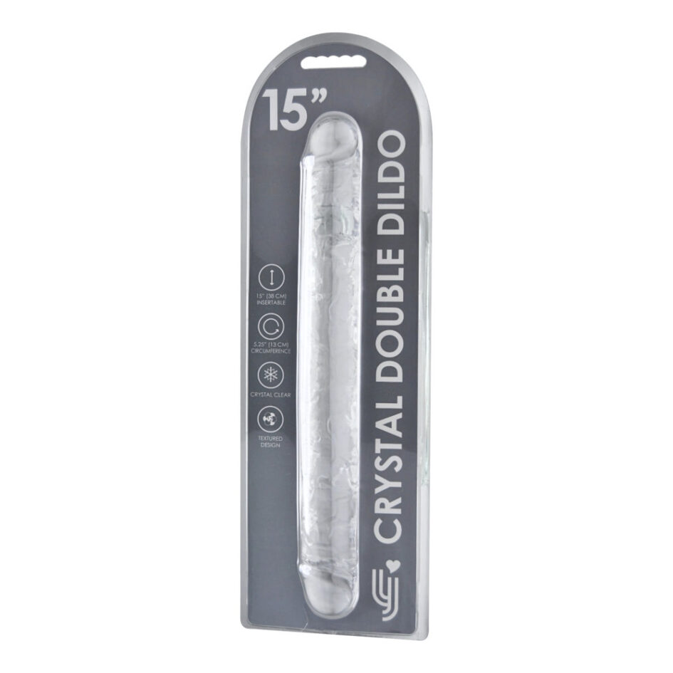 n12190 loving joy 15 inch double ended dildo clear new pkg