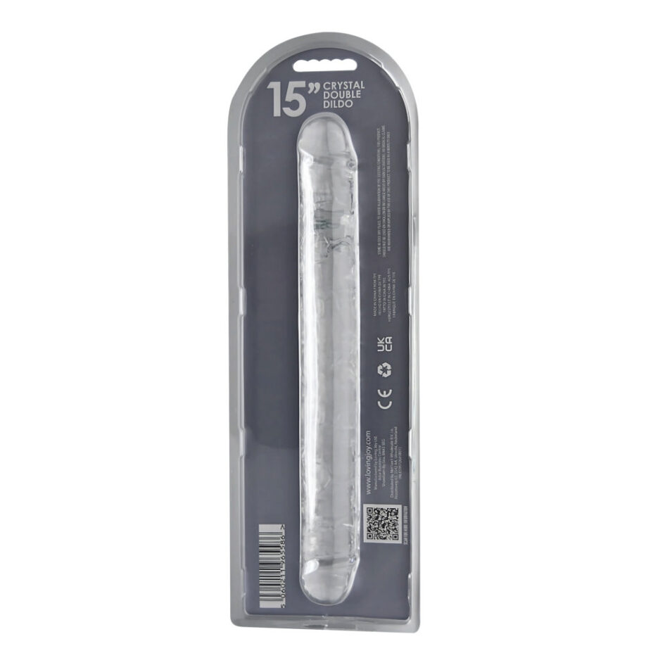 n12190 loving joy 15 inch double ended dildo clear new pkg bk