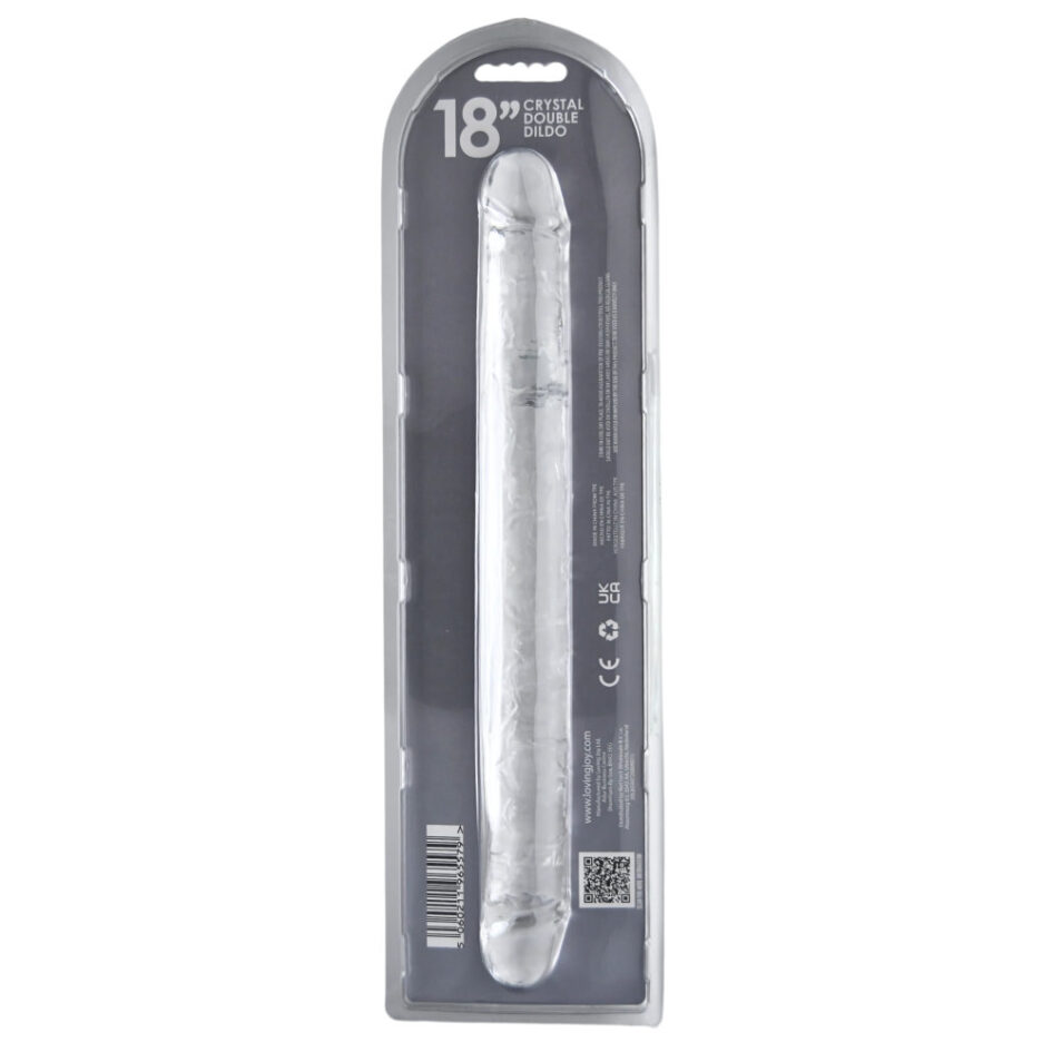 n12191 loving joy 18 inch double ended dildo clear new pkg bk