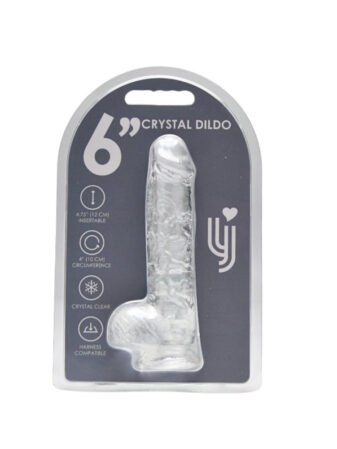 n12201 loving joy 6 inch dildo with balls clear new pkg