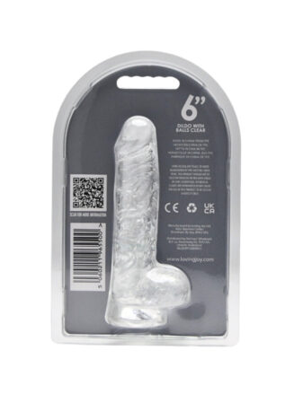 n12201 loving joy 6 inch dildo with balls clear new pkg bk