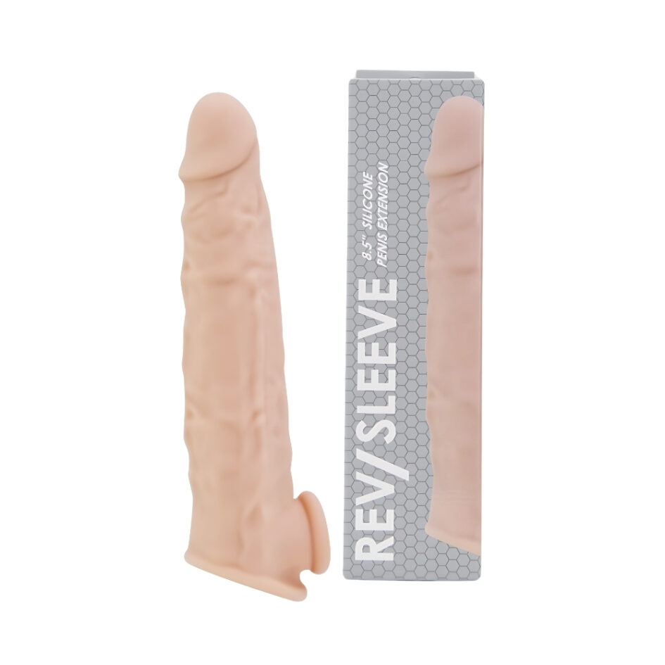 n12369 rev sleeves 8 5 inch realistic silicone penis extension sleeve duo