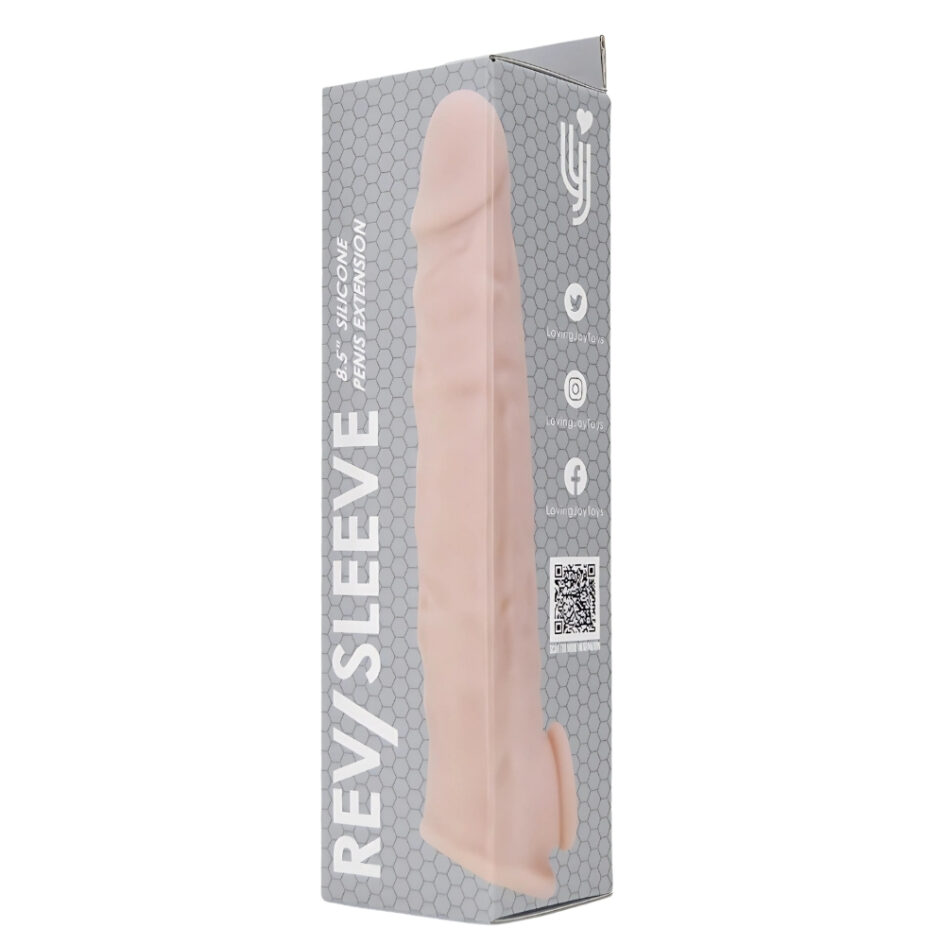 n12369 rev sleeves 8 5 inch realistic silicone penis extension sleeve pkg 2