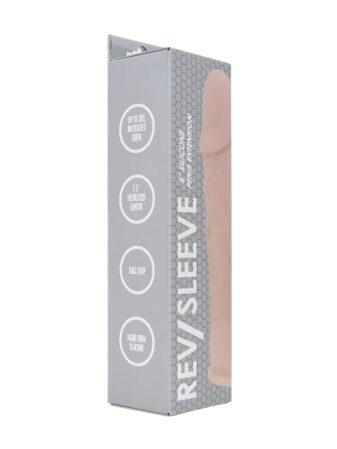 n12370 rev sleeves 8 inch realistic silicone penis extension sleeve pkg 1